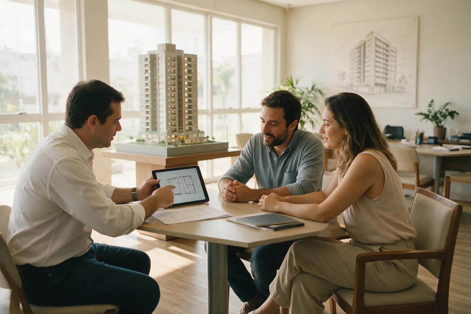 Estande de vendas de um empreendimento imobiliário